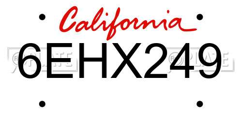 6EHX249 California License Plate