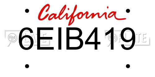 6EIB419 California License Plate