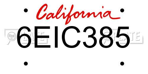 6EIC385 California License Plate