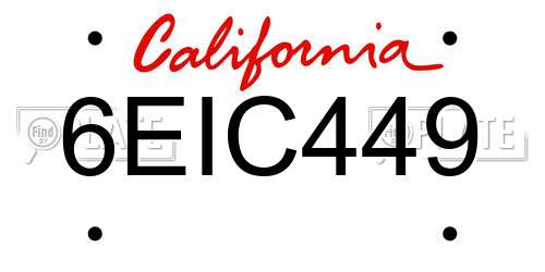 6EIC449 California License Plate
