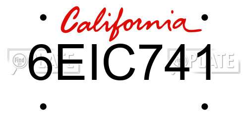 6EIC741 California License Plate