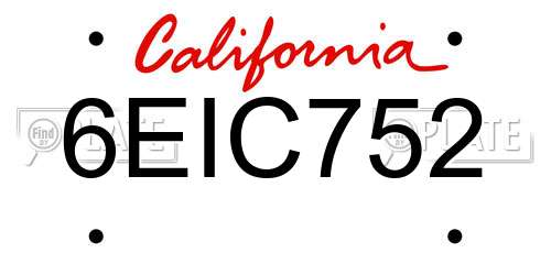 6EIC752 California License Plate