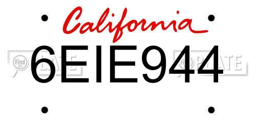 6EIE944 California License Plate