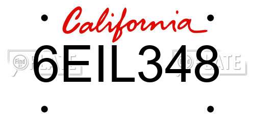 6EIL348 California License Plate