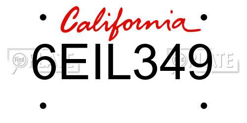 6EIL349 California License Plate