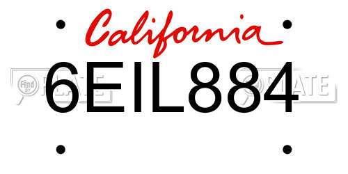 6EIL884 California License Plate