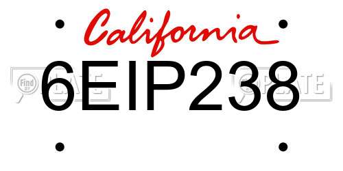 6EIP238 California License Plate