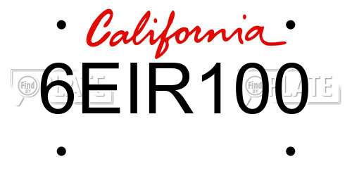 6EIR100 California License Plate