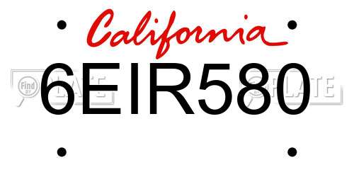 6EIR580 California License Plate