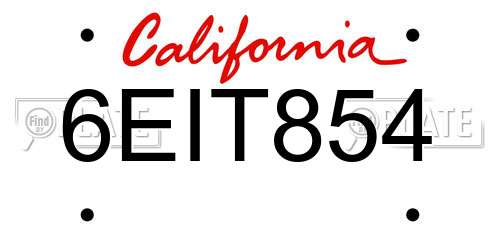 6EIT854 California License Plate