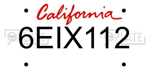 6EIX112 California License Plate