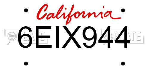 6EIX944 California License Plate