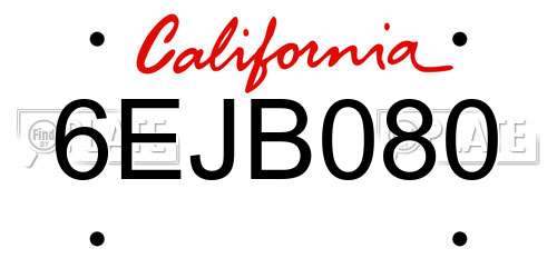 6EJB080 California License Plate
