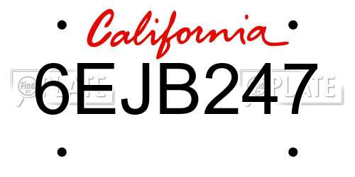 6EJB247 California License Plate