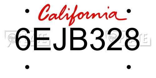 6EJB328 California License Plate