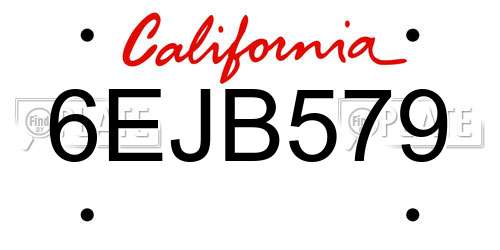 6EJB579 California License Plate
