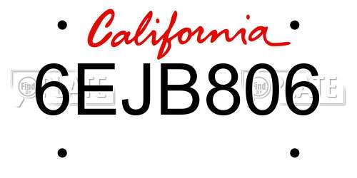 6EJB806 California License Plate