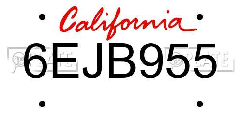 6EJB955 California License Plate