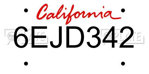 6EJD342 California License Plate