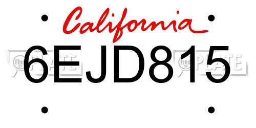 6EJD815 California License Plate