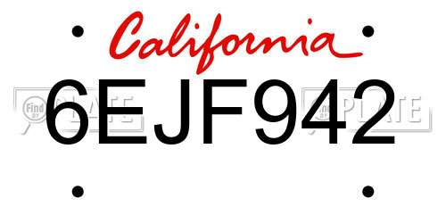 6EJF942 California License Plate