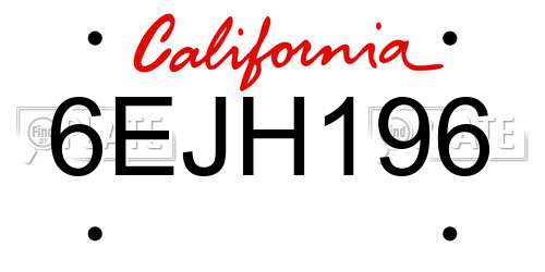6EJH196 California License Plate