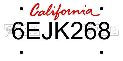 6EJK268 California License Plate