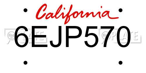 6EJP570 California License Plate