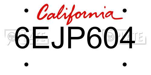 6EJP604 California License Plate