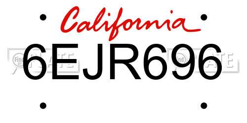 6EJR696 California License Plate