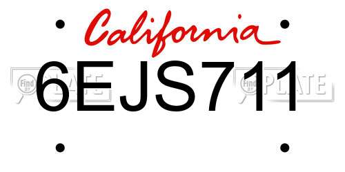 6EJS711 California License Plate