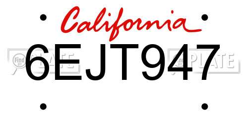 6EJT947 California License Plate
