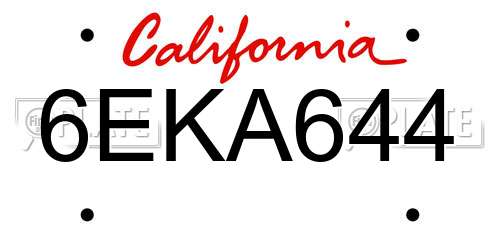 6EKA644 California License Plate
