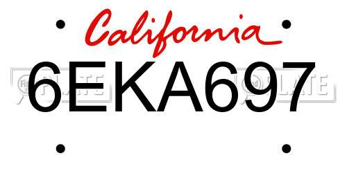 6EKA697 California License Plate
