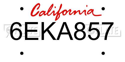 6EKA857 California License Plate