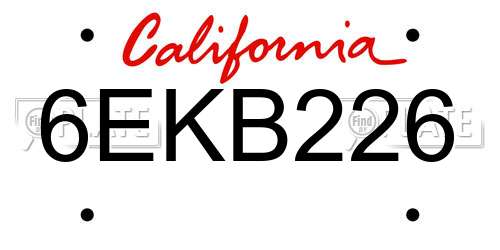 6EKB226 California License Plate