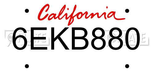 6EKB880 California License Plate