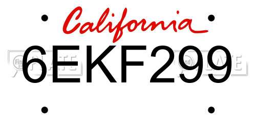 6EKF299 California License Plate