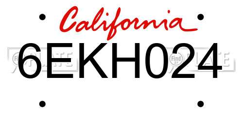 6EKH024 California License Plate