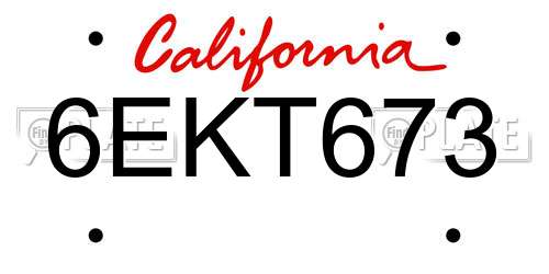 6EKT673 California License Plate