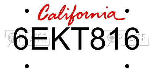 6EKT816 California License Plate