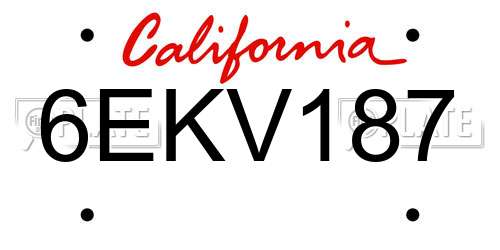 6EKV187 California License Plate