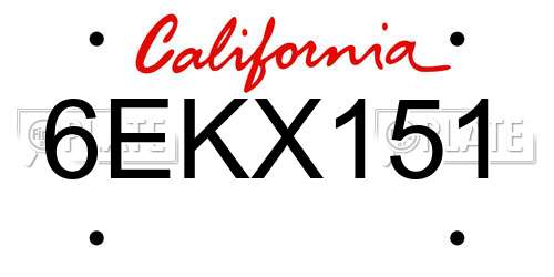 6EKX151 California License Plate
