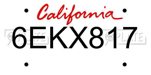 6EKX817 California License Plate