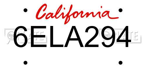 6ELA294 California License Plate