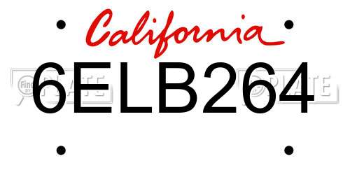 6ELB264 California License Plate