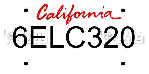 6ELC320 California License Plate