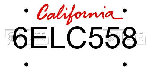 6ELC558 California License Plate