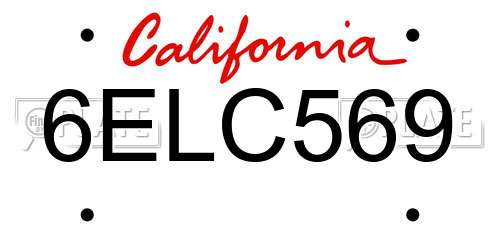 6ELC569 California License Plate