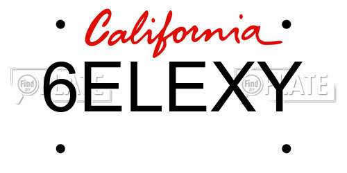 6ELEXY California License Plate